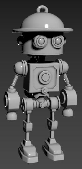 Stylized Cartoony Rusty Fireman Robot Low-poly 3D model_17