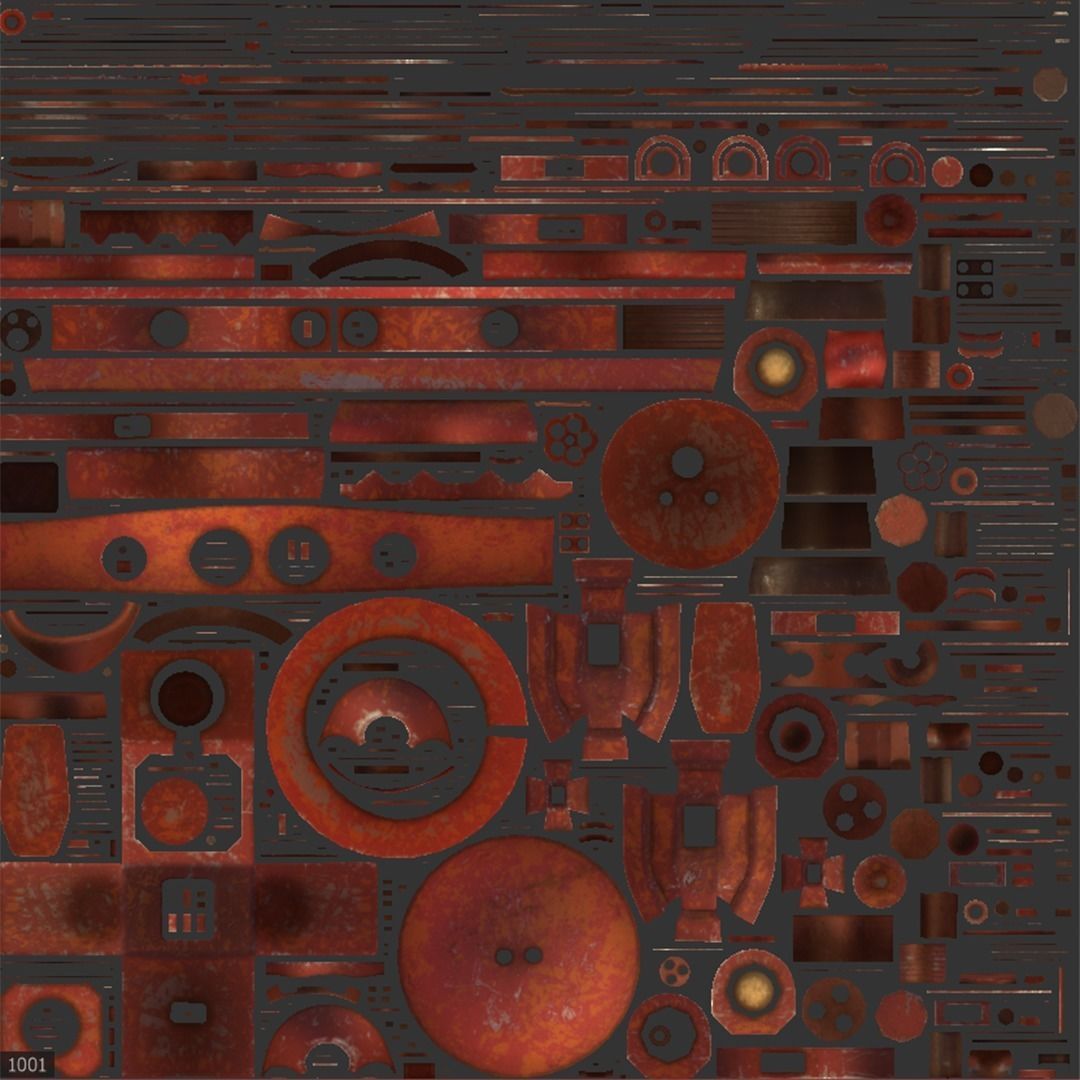 Stylized Cartoony Rusty Fireman Robot Low-poly 3D model_19