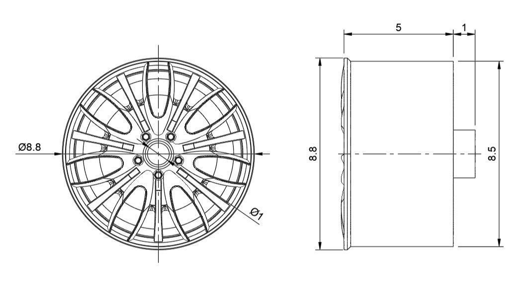WORK PROMISING STYLE M RIMS FOR DIECAST 64 SCALE 3D print model_3
