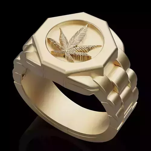 Marijuana ring silver gold jewelry printable 3D model