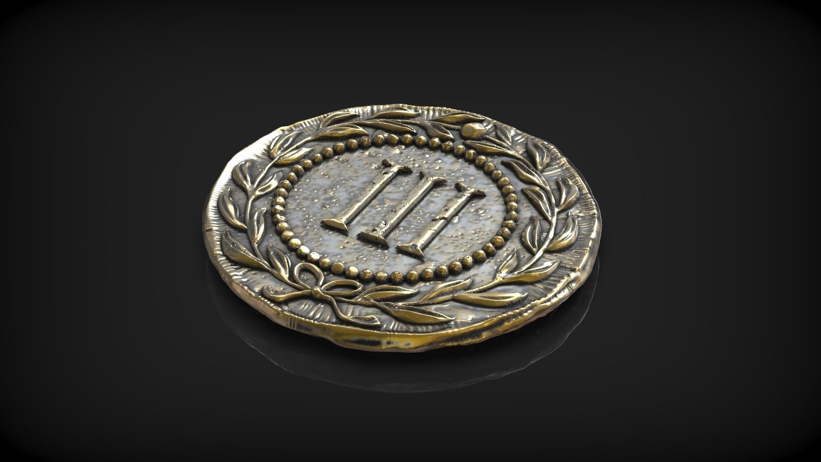 Spintria Rare Ancient Roman Token Antique Coin Number III 3D print model_4