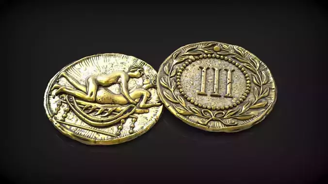 Spintria Rare Ancient Roman Token Antique Coin Number III 3D print model