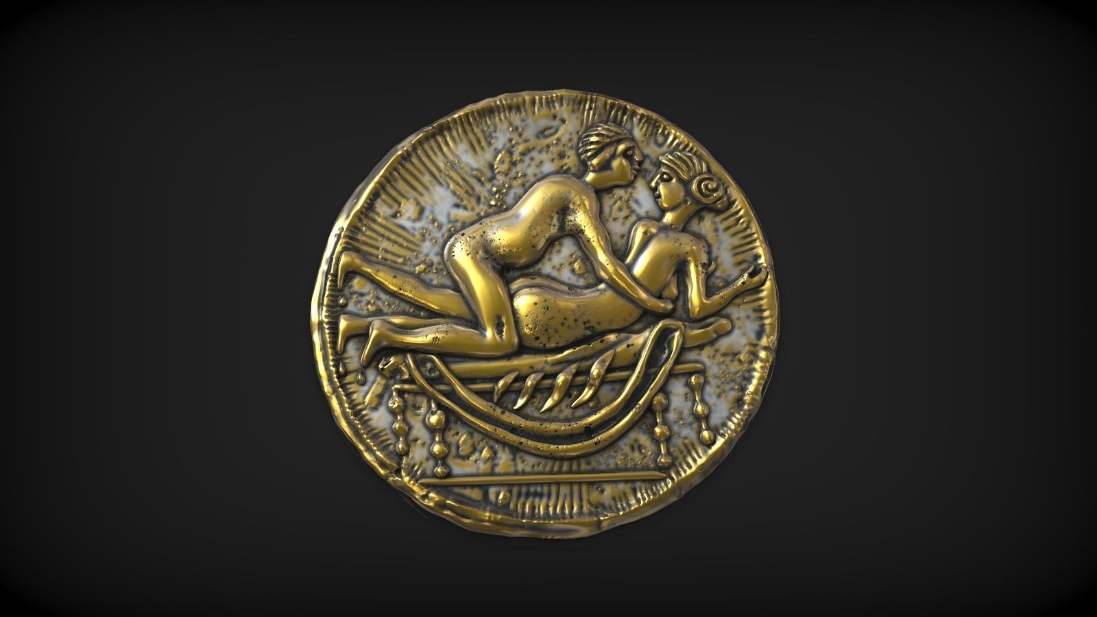 Spintria Rare Ancient Roman Token Antique Coin Number III 3D print model_1