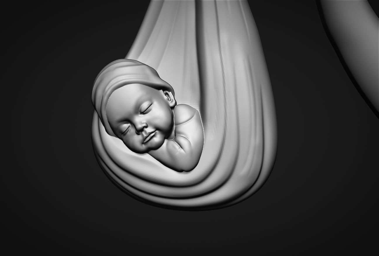 Stork delivering baby 3D print model_4