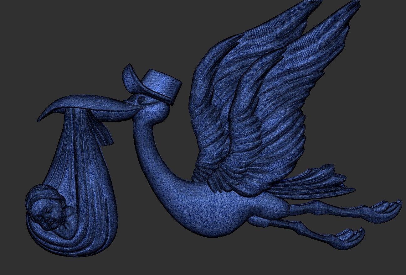 Stork delivering baby 3D print model_7