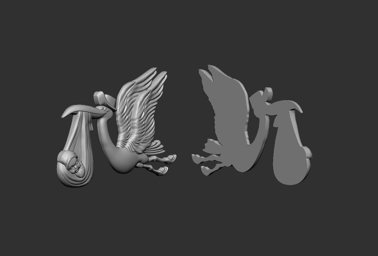 Stork delivering baby 3D print model_5