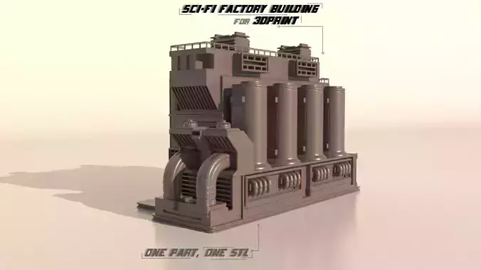 Sci-fi Factory building for 3Dprint 3D print model