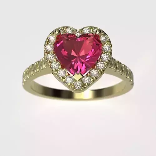 Heart diamond engagement ring with band