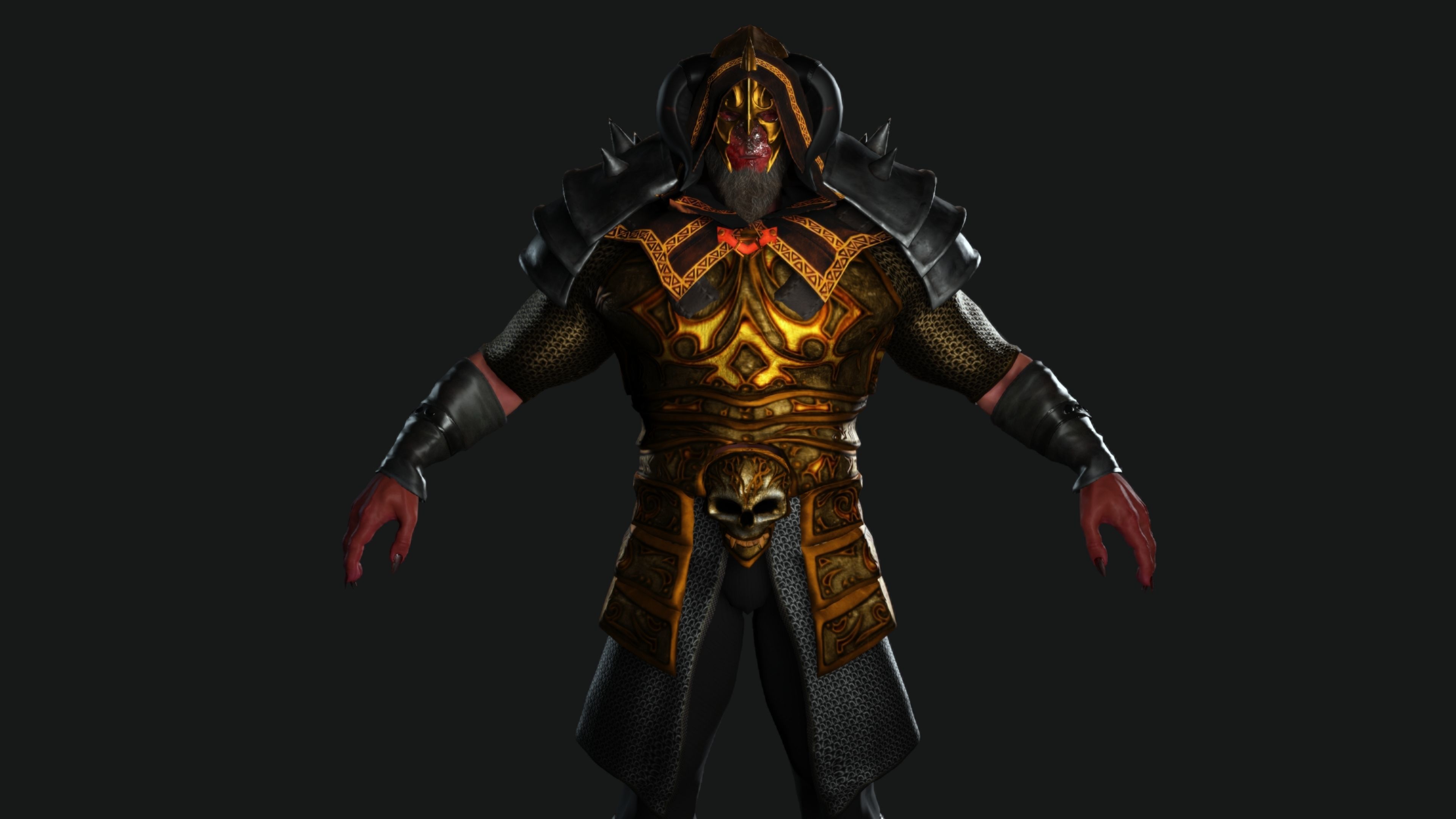AAA 3D GAME READY FANTASY MALE CHARACTER - MONSTER WARRIOR 01 Low-poly 3D model_3