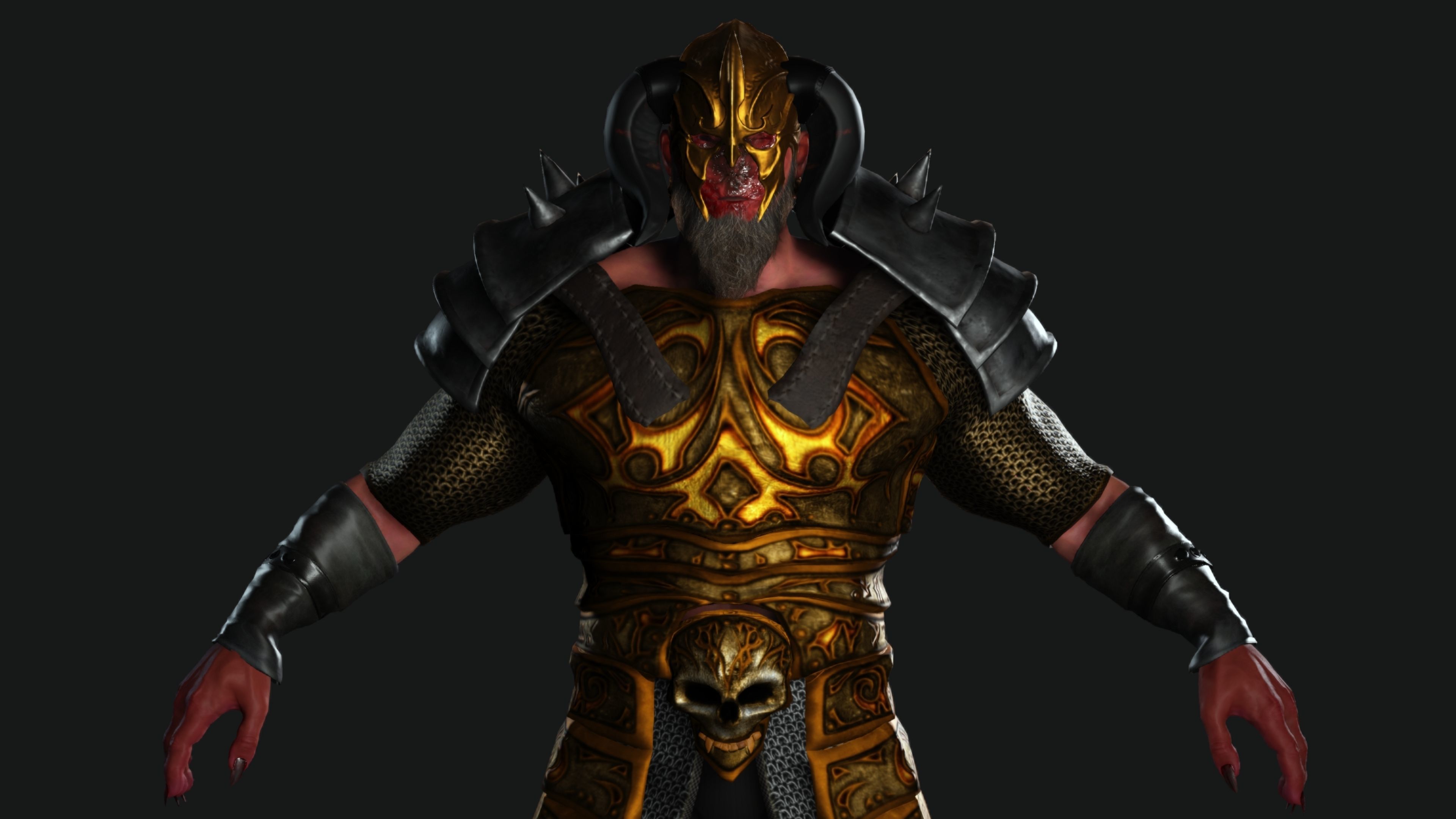AAA 3D GAME READY FANTASY MALE CHARACTER - MONSTER WARRIOR 01 Low-poly 3D model_7
