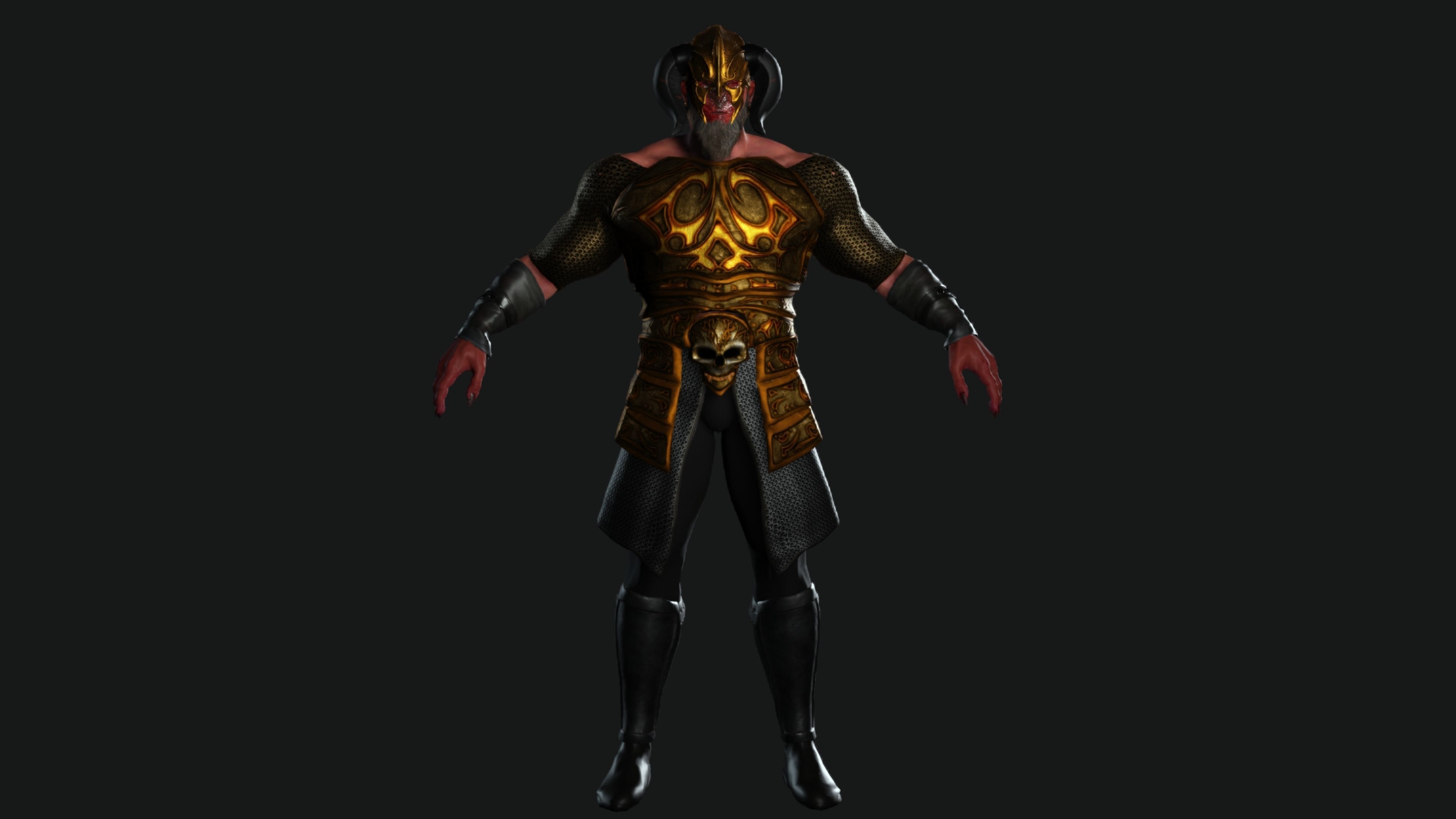 AAA 3D GAME READY FANTASY MALE CHARACTER - MONSTER WARRIOR 01 Low-poly 3D model_13