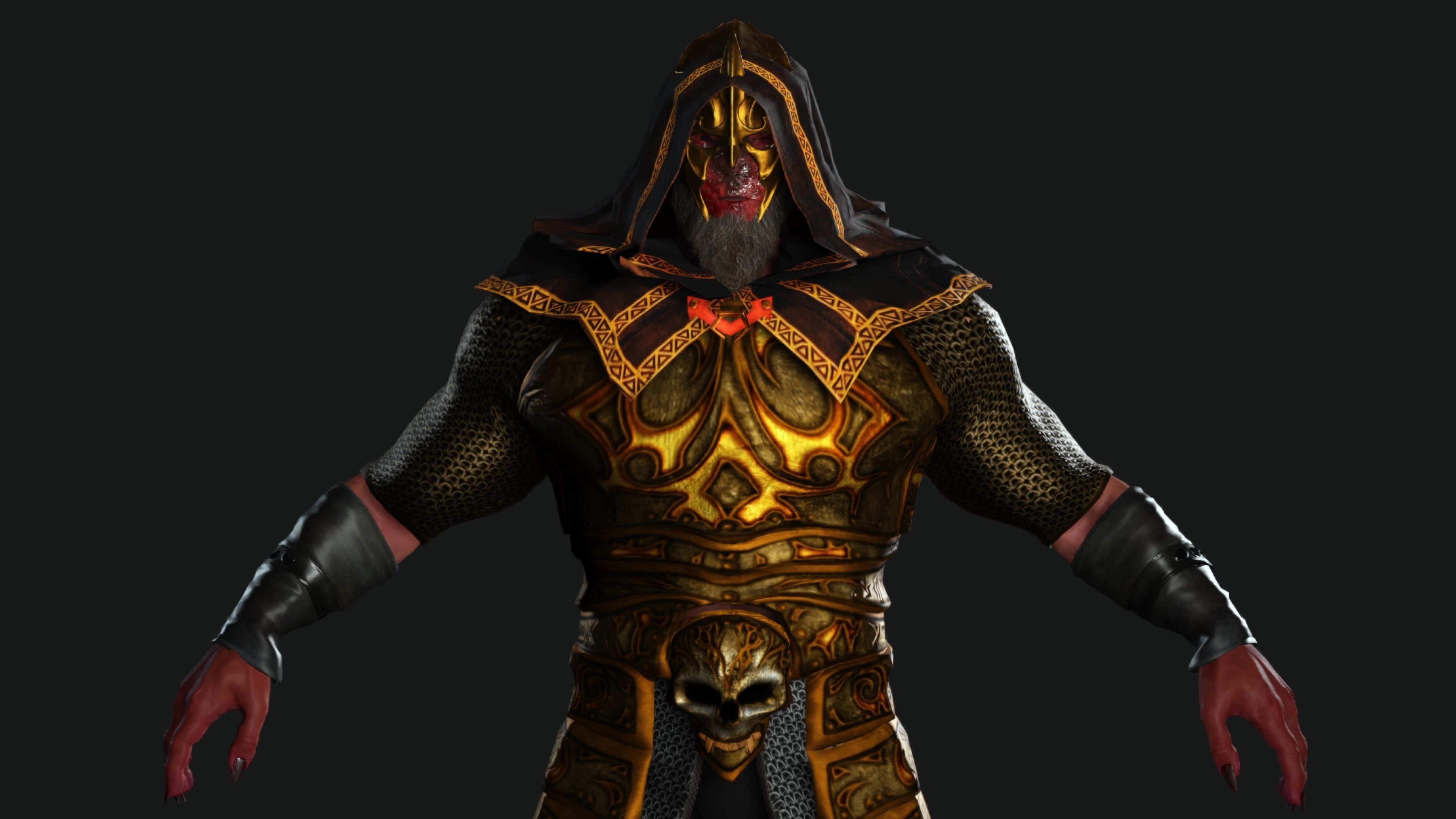 AAA 3D GAME READY FANTASY MALE CHARACTER - MONSTER WARRIOR 01 Low-poly 3D model_9
