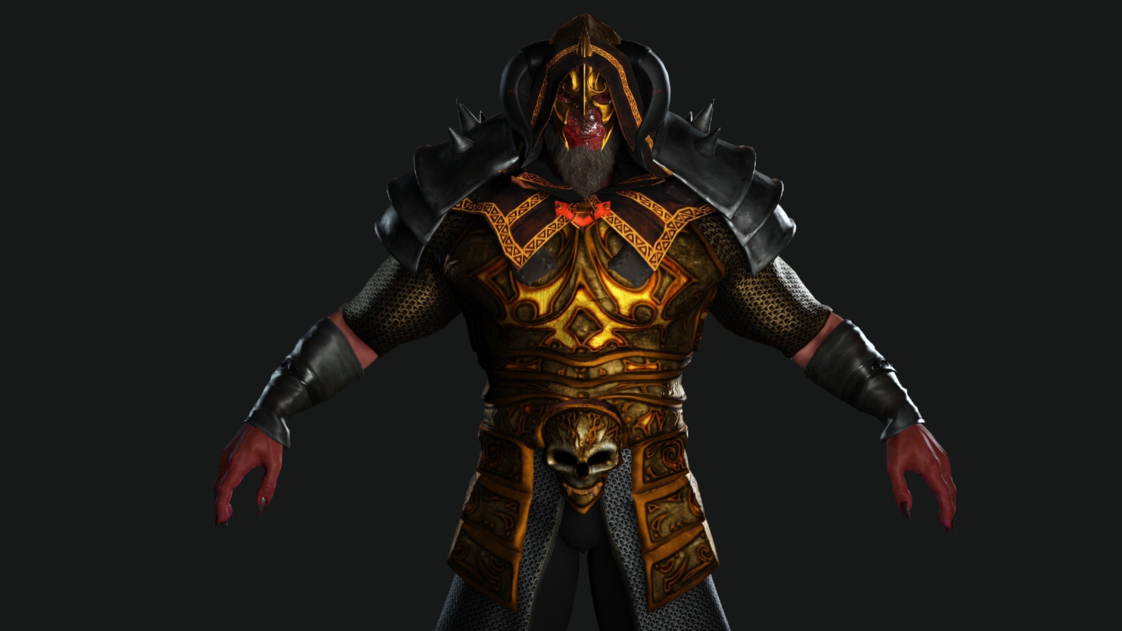 AAA 3D GAME READY FANTASY MALE CHARACTER - MONSTER WARRIOR 01 Low-poly 3D model_4