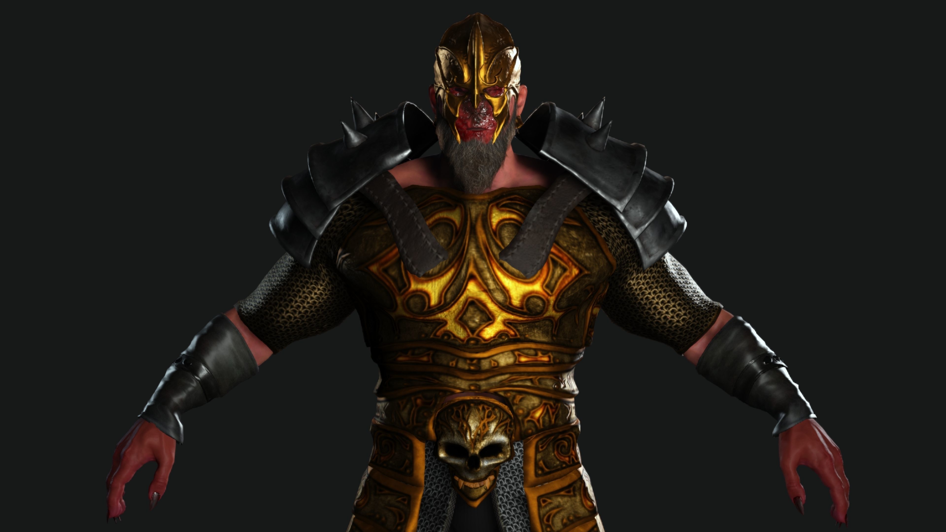 AAA 3D GAME READY FANTASY MALE CHARACTER - MONSTER WARRIOR 01 Low-poly 3D model_10