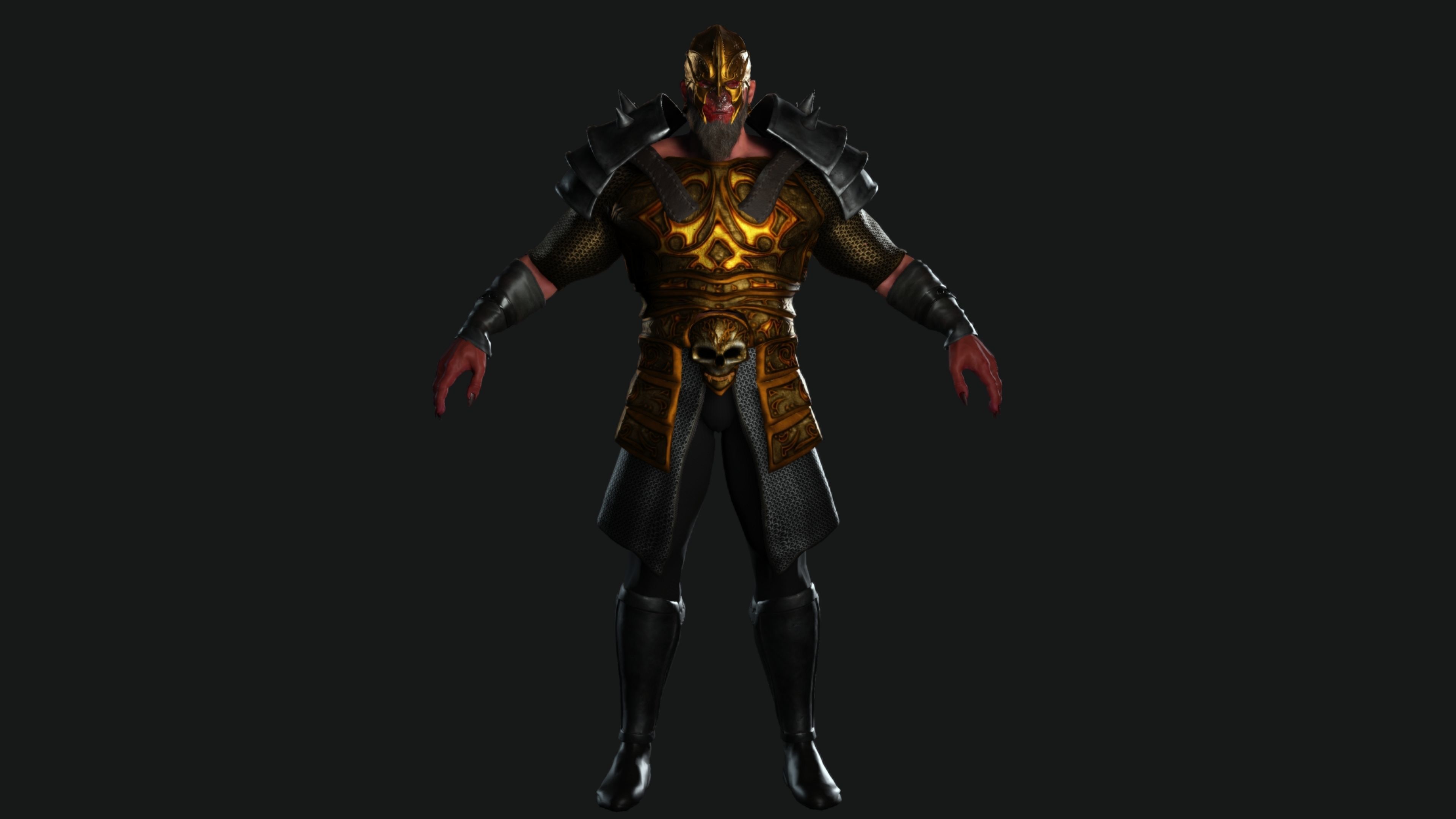 AAA 3D GAME READY FANTASY MALE CHARACTER - MONSTER WARRIOR 01 Low-poly 3D model_11