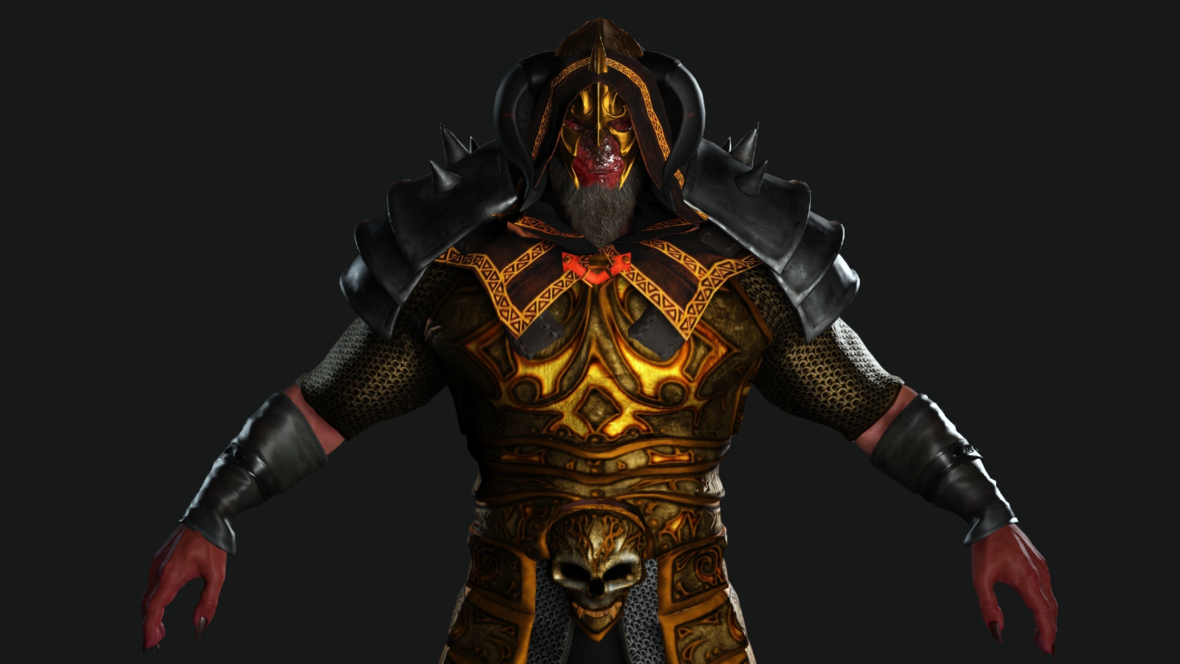 AAA 3D GAME READY FANTASY MALE CHARACTER - MONSTER WARRIOR 01 Low-poly 3D model_5