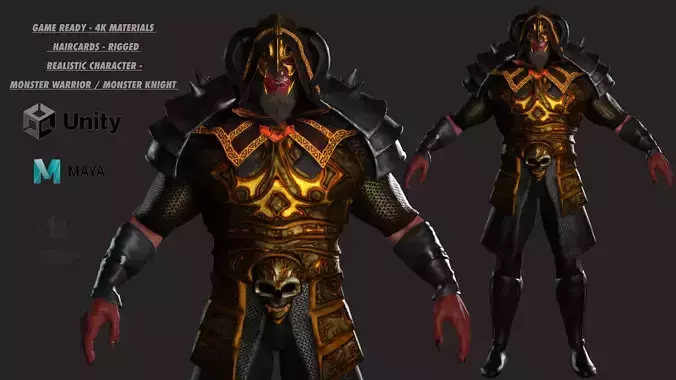 AAA 3D GAME READY FANTASY MALE CHARACTER - MONSTER WARRIOR 01 Low-poly 3D model