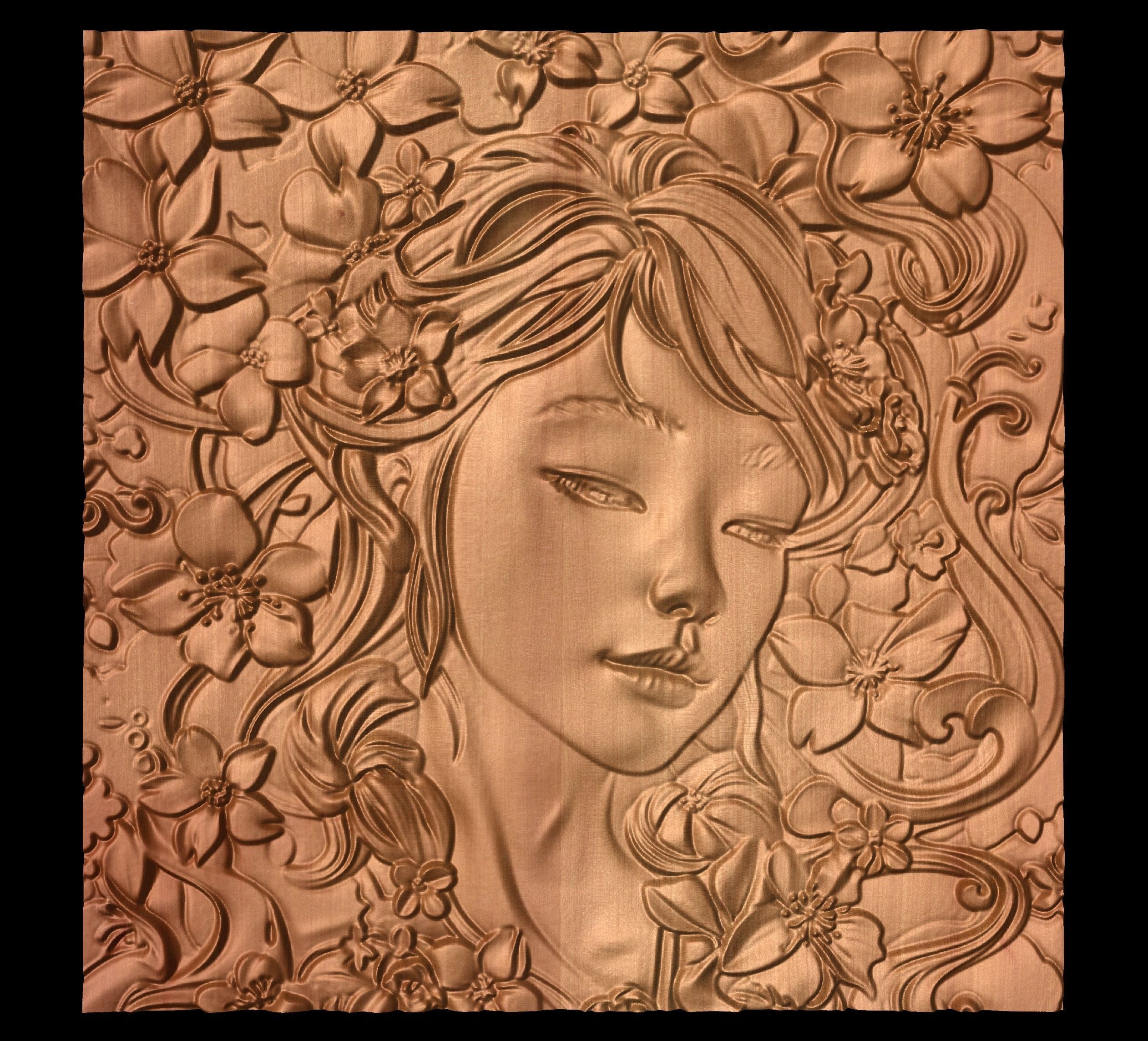 Japanese anime girl 3D model CNC cutting file 3D print model_9