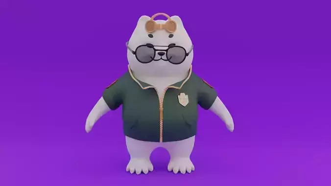 Cute panda character 3D model