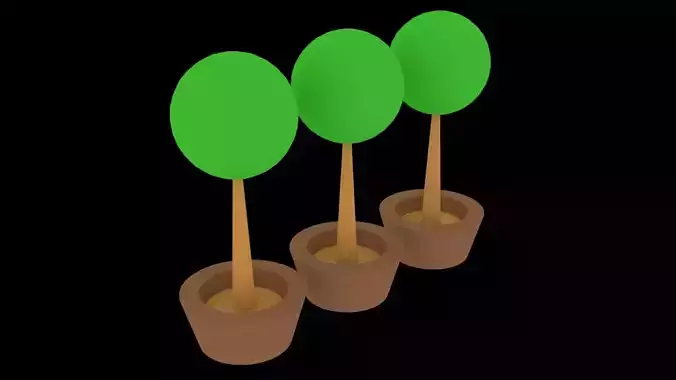 Low Poly Game Ready Pot of Plants