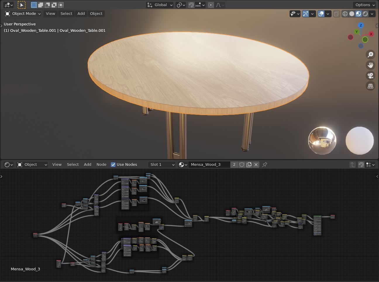 Metal Base Oval Wood Table 3D model_6