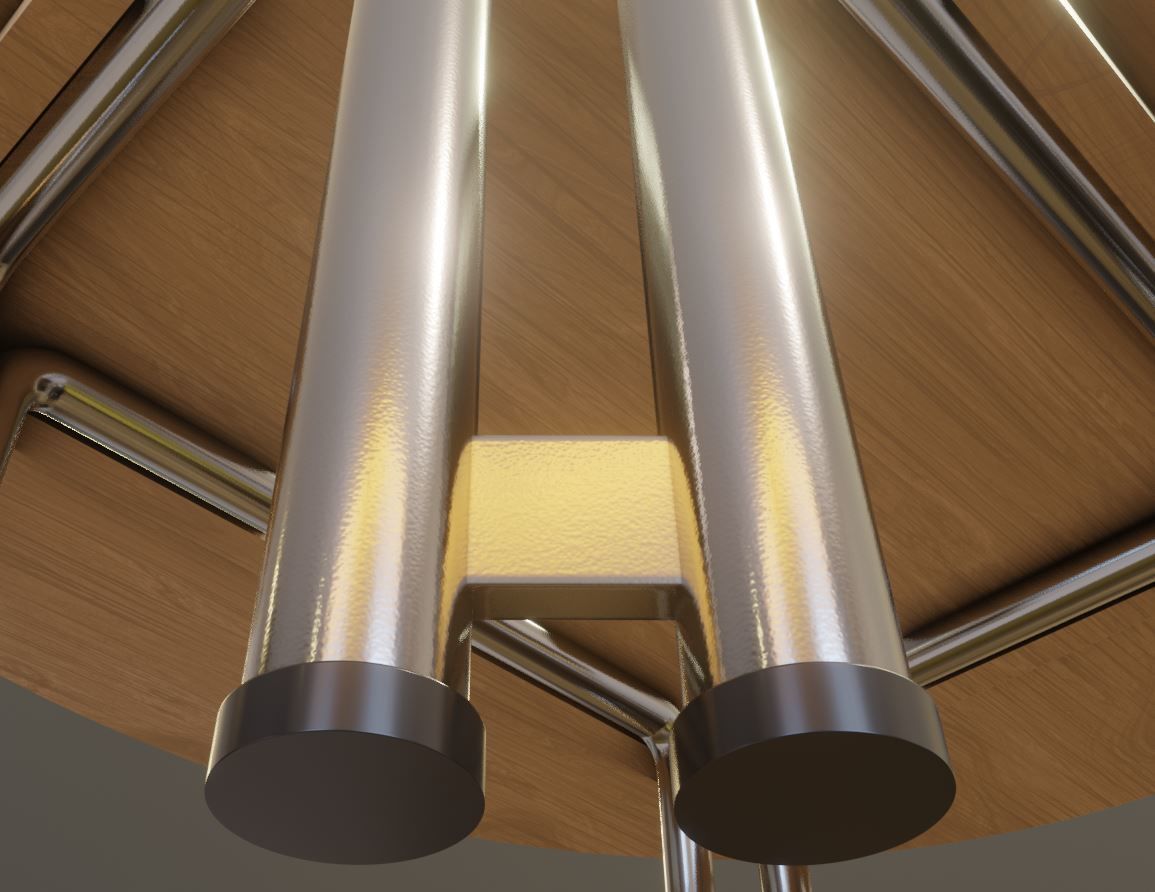 Metal Base Oval Wood Table 3D model_3
