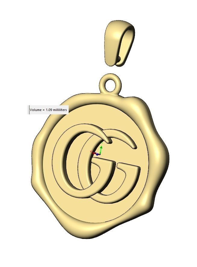 GG brand wax seal pendant charm 3D print model_11