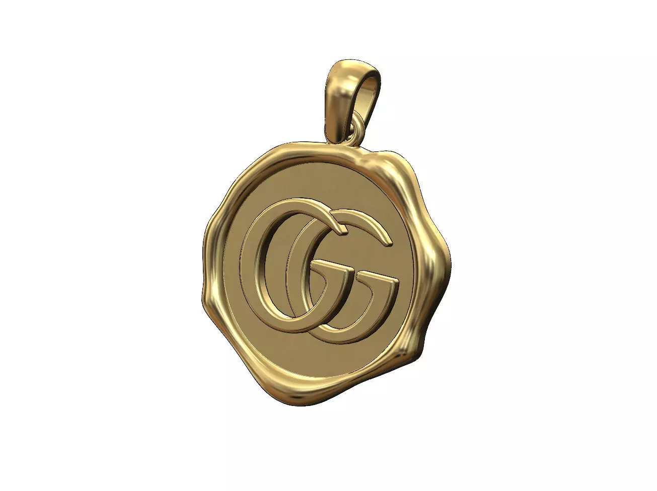 GG brand wax seal pendant charm 3D print model_0