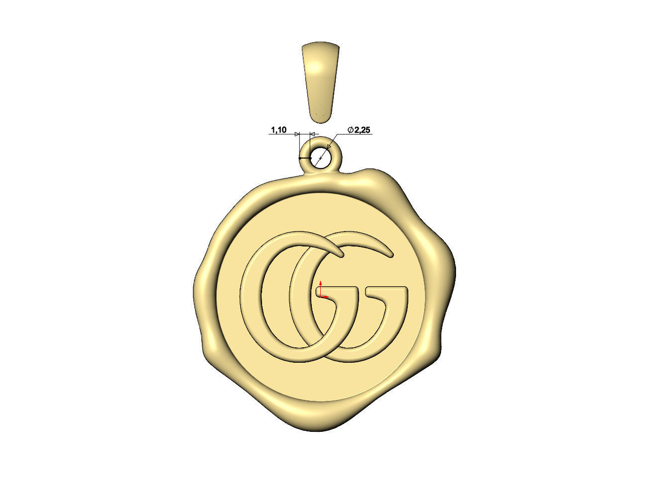 GG brand wax seal pendant charm 3D print model_7