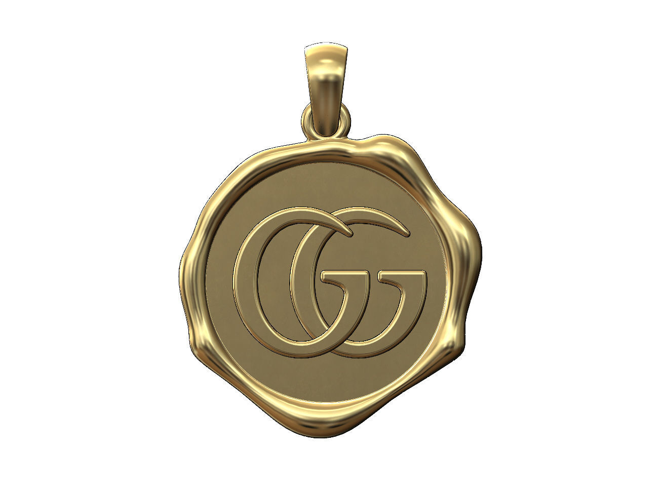 GG brand wax seal pendant charm 3D print model_1