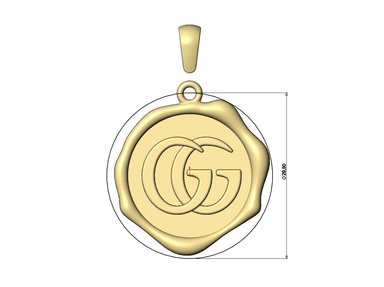 GG brand wax seal pendant charm 3D print model_6