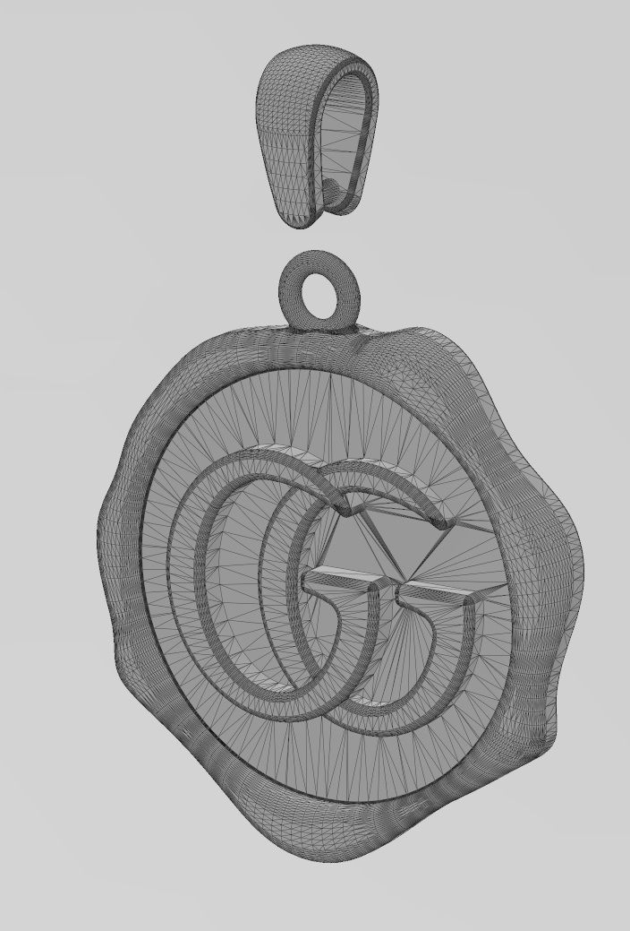 GG brand wax seal pendant charm 3D print model_12