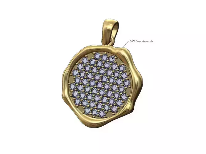 Diamond iced wax seal pendant charm