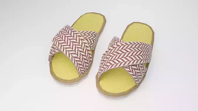 Yellow slippers Low-poly 3D model