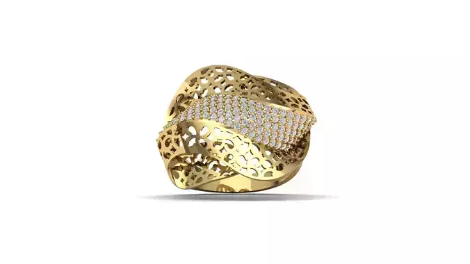 STL 3DM Women Ring Womens Ring Diamonds With Stone Model DP1303