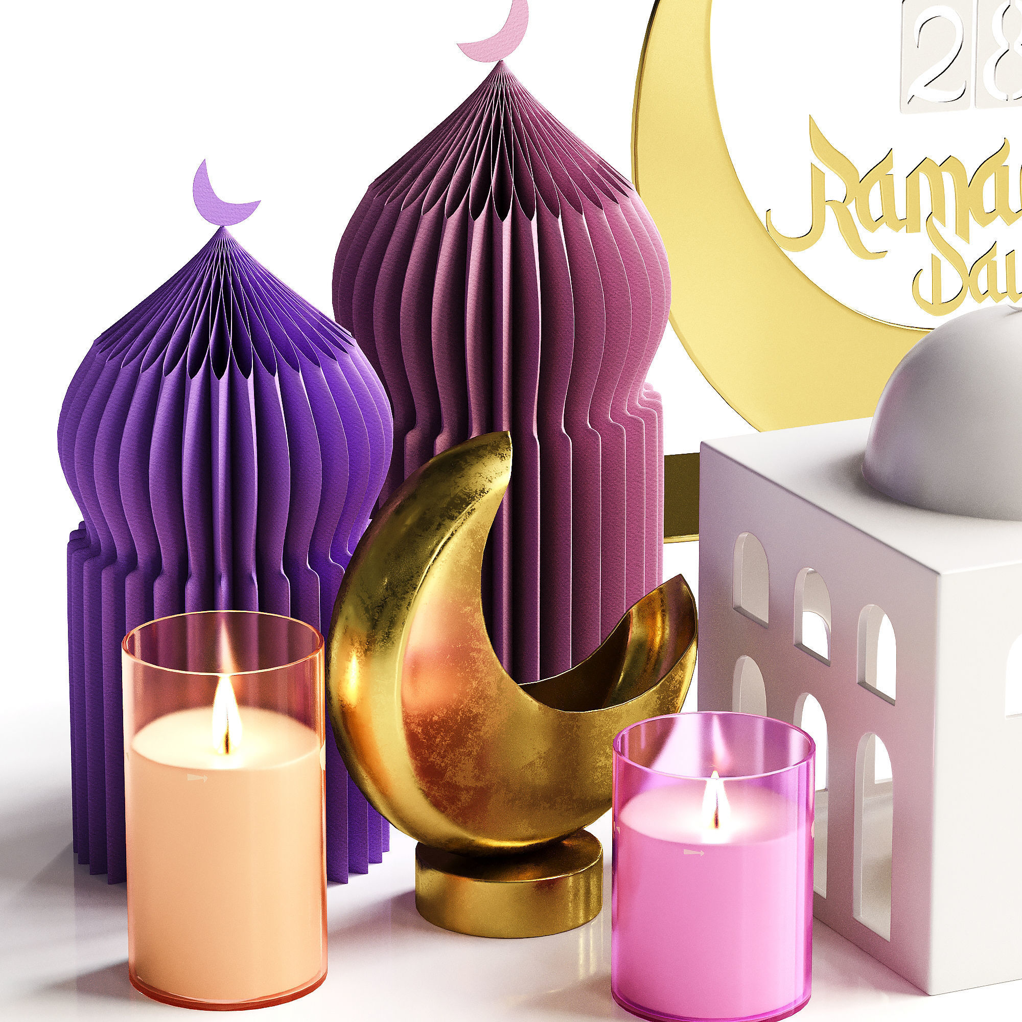 Ramadan Decorative Set 3D model_1