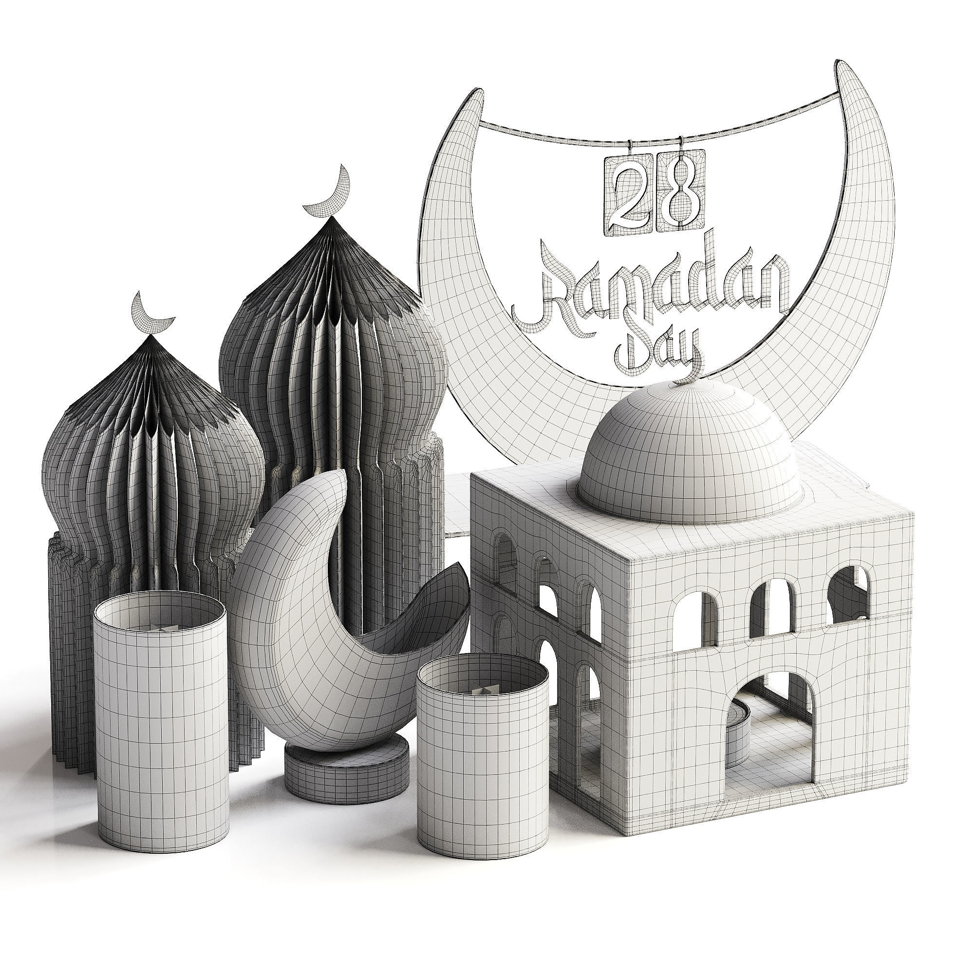 Ramadan Decorative Set 3D model_3