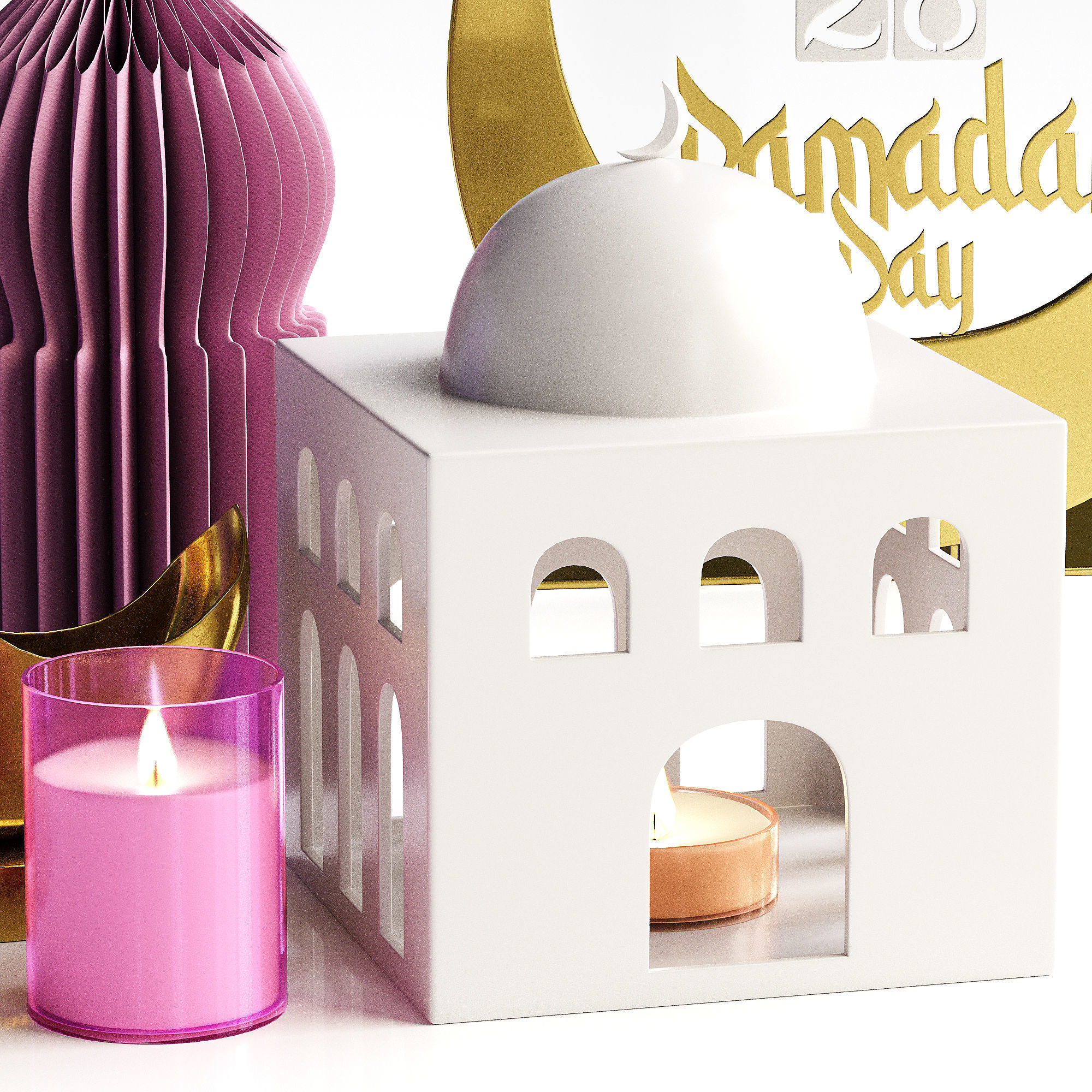 Ramadan Decorative Set 3D model_2