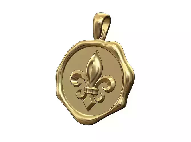Royal Lily wax seal pendant charm
