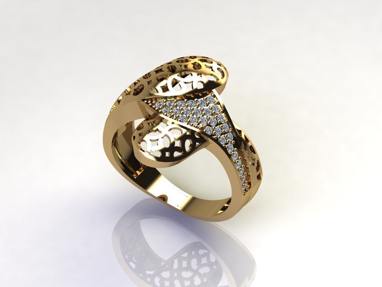 STL 3DM Women Ring Womens Ring Diamonds With Stone Model 3D print model_2