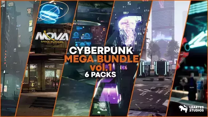 Cyberpunk Mega Bundle Vol1 Low-poly 3D model