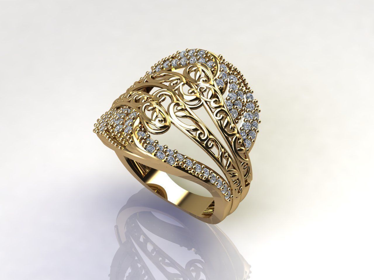 STL 3DM Women Ring Womens Ring Diamonds With Stone Model 3D print model_2