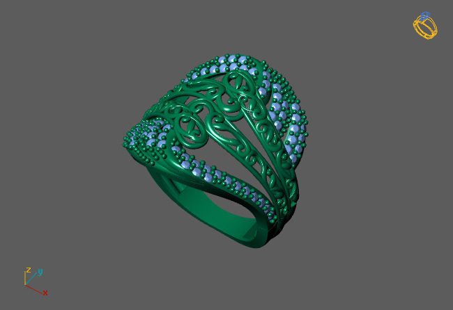 STL 3DM Women Ring Womens Ring Diamonds With Stone Model 3D print model_3