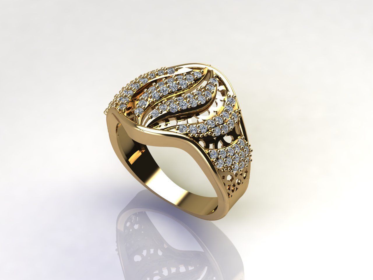 STL 3DM Women Ring Womens Ring Diamonds With Stone Model 3D print model_2