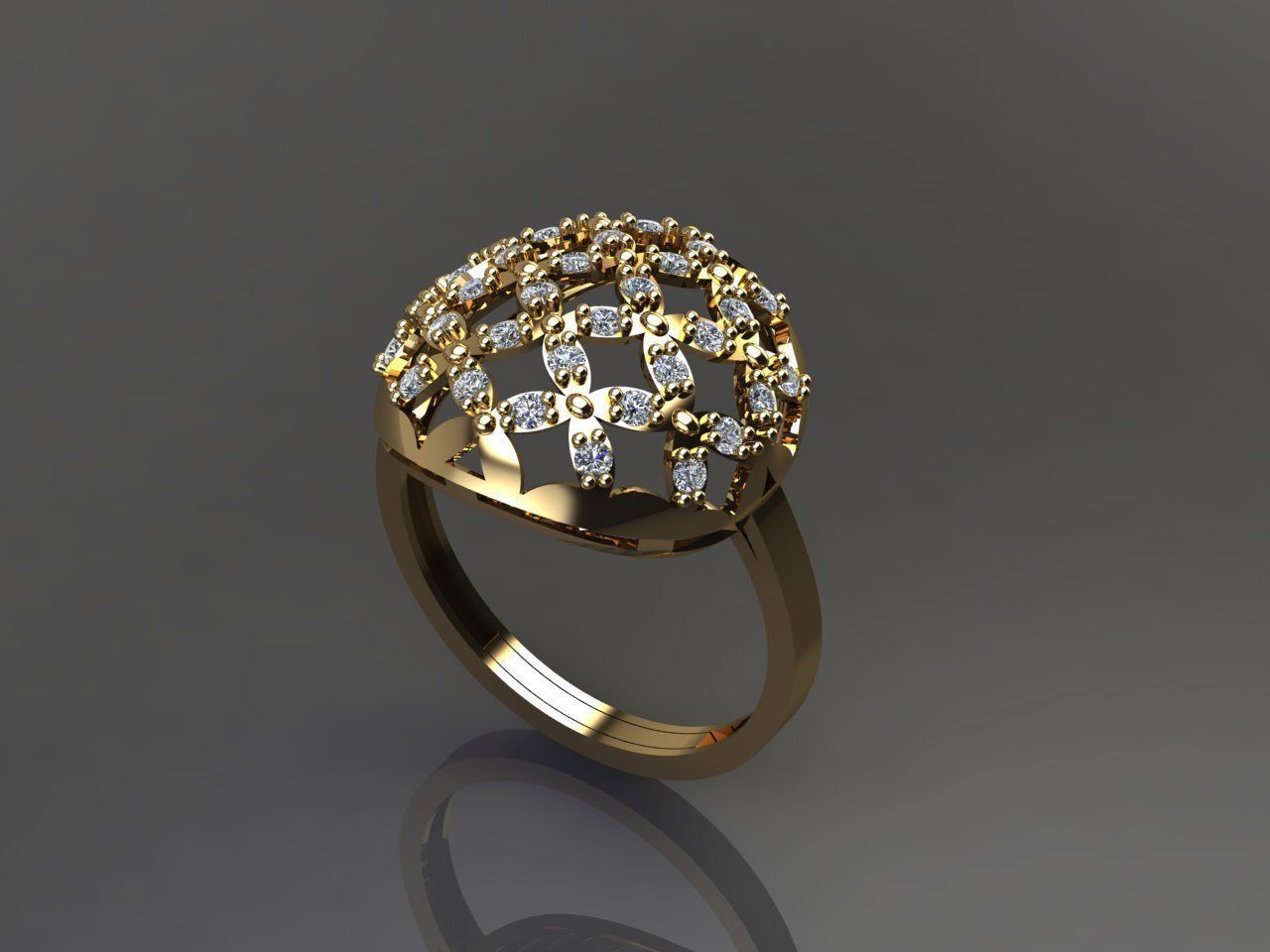 STL 3DM Women Ring Womens Ring Diamonds With Stone Model 3D print model_2