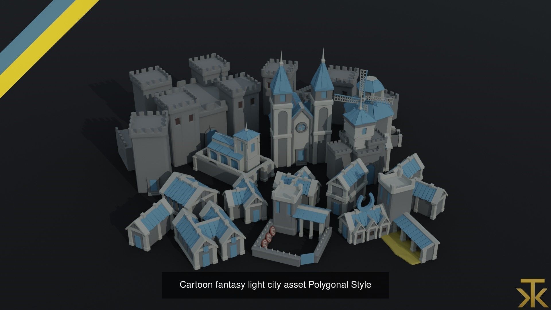 Cartoon fantasy citys asset Polygonal Style 3D Model Collection_8