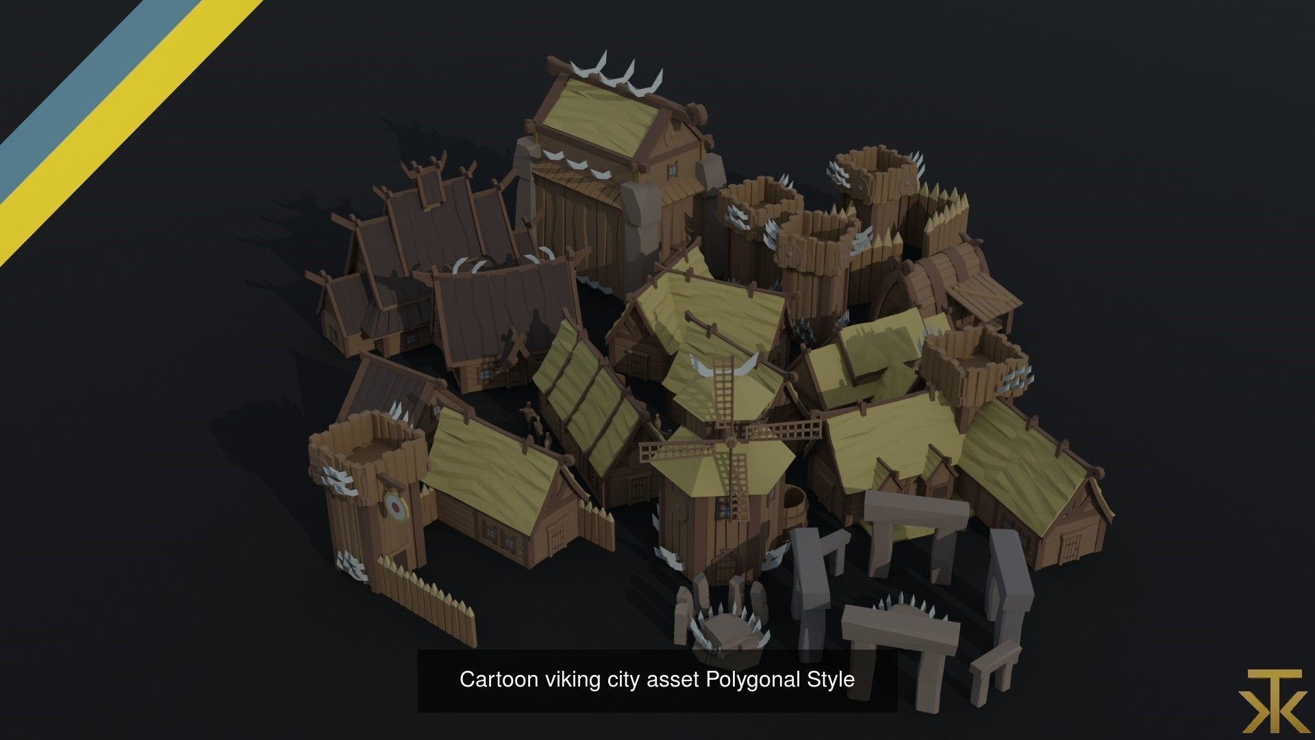 Cartoon fantasy citys asset Polygonal Style 3D Model Collection_3