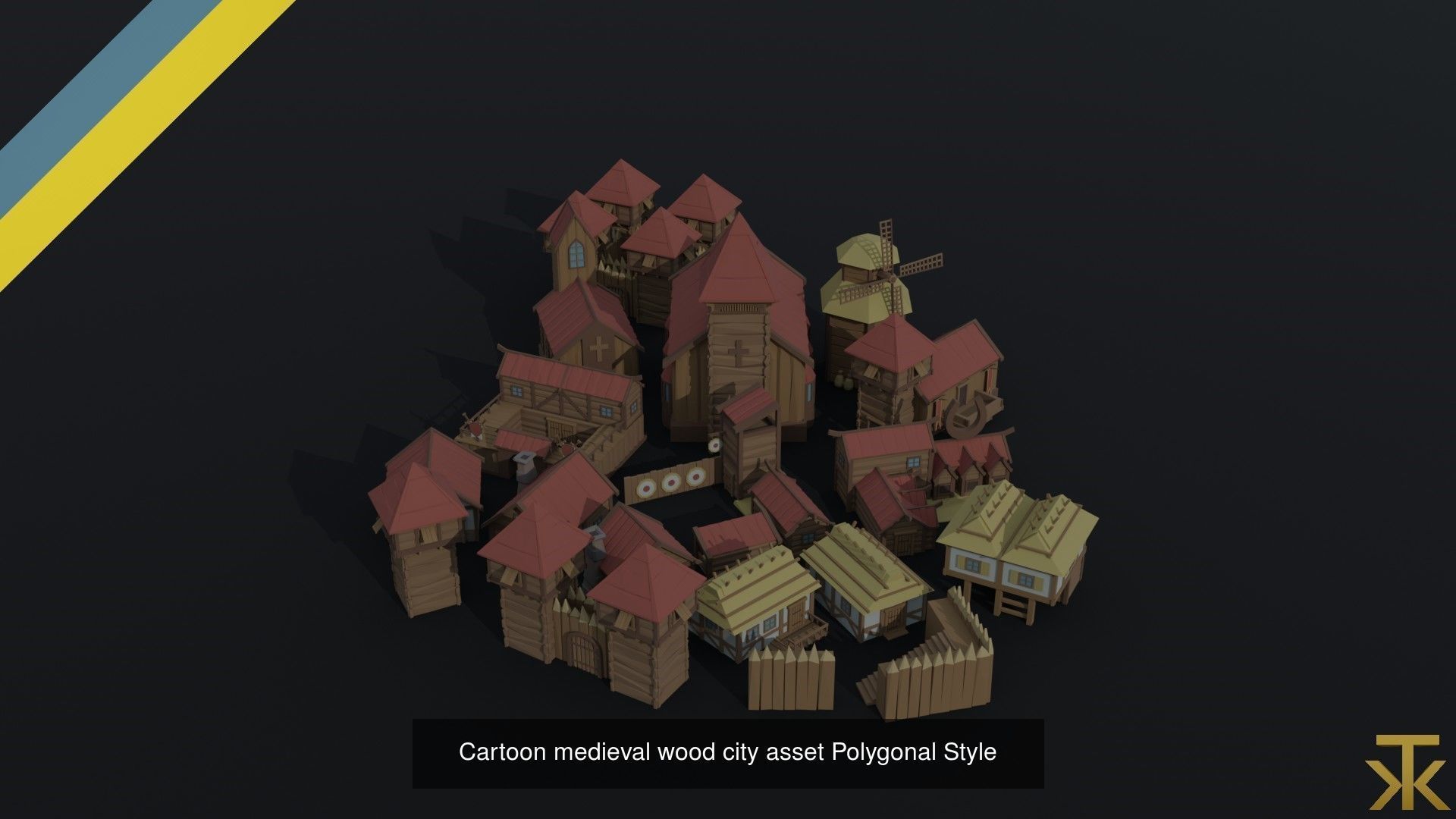 Cartoon fantasy citys asset Polygonal Style 3D Model Collection_2