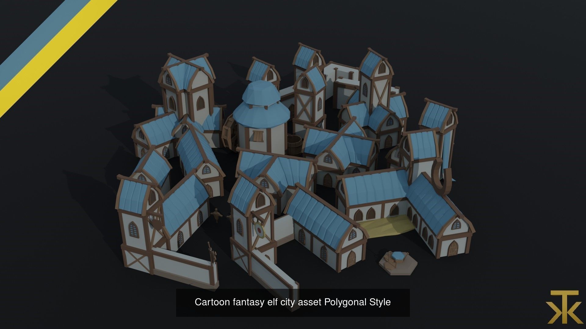 Cartoon fantasy citys asset Polygonal Style 3D Model Collection_6