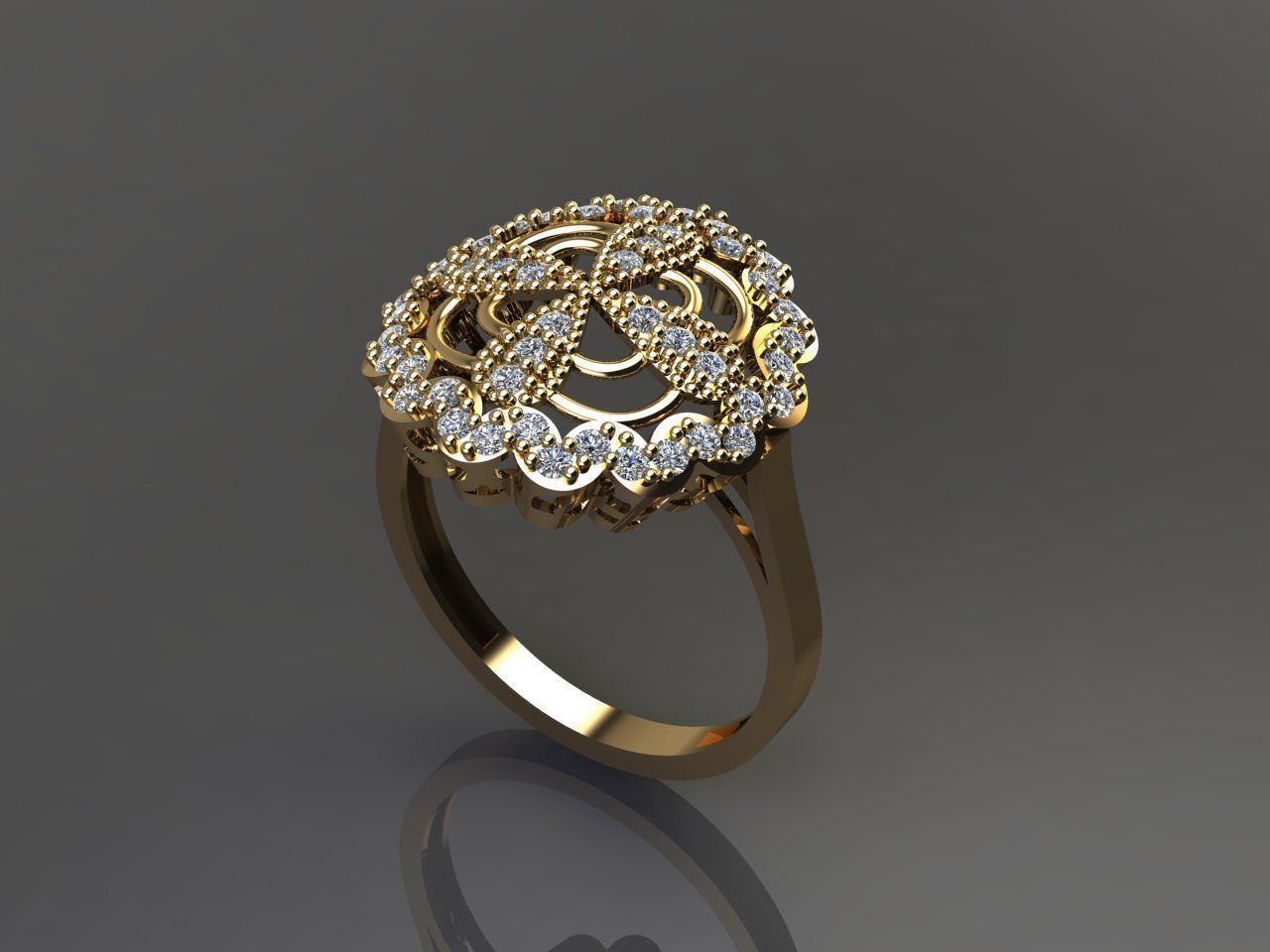 STL 3DM Women Ring Womens Ring Diamonds With Stone Model 3D print model_2